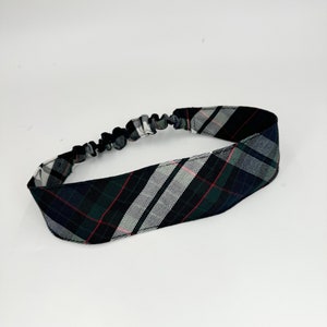 Plaid 89-Elastic Soft Headband in School Uniform Plaid-2&quot; wide-Back to School-Contoured Face-Elastic Back-Plaid Headband
