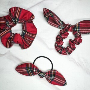 Royal Stewart Tartan Plaid /Girls  Women Hair Accessories/Scrunchie/Schunchie Bunny/Bunny Ear Hair Tie/Tartan Plaid/Tartan Accessories