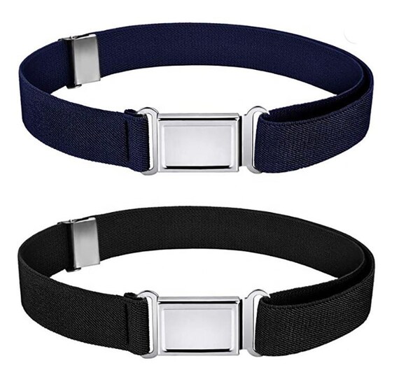 Adjustable Black or Navy Belt With Silver Square Etsy