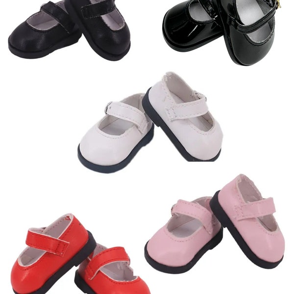 14.5 inch Wellie Wishers Doll Shoes-Mary Jane Black,Red,White,Pink- New Born Baby