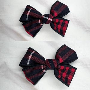 Plaid 36-Back to School Uniform Plaid Hair Bow-Plaid Button on Barrette Clip-School Uniform Hair Bows-Plaid Accessories-Plaid Bows