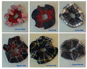 School Uniform Plaid Scrunchies/School Plaids/Soft Hair Scrunchies/Uniform Scrunchies/School Plaid Uniform/Girls and Women Accessories