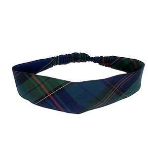 Plaid 81 - Soft Elastic Headband in School Uniform Plaid/ Back to School/Contoured Face/Green,Blue,Red,Yellow Plaid