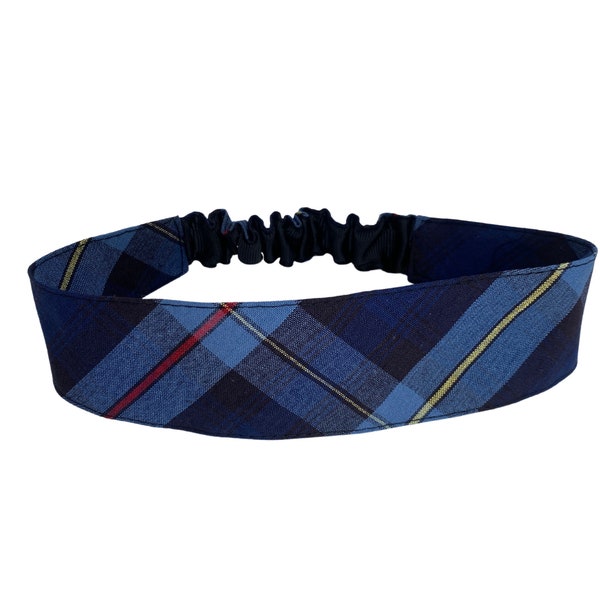 Plaid 41- Soft Headband in School Uniform Plaid- Back to School-Contoured Face-Elastic Back-Black,Blue,Red,Yellow Plaid