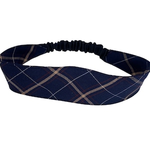 Plaid 6A- Melrose Plaid-Soft Headband in School Uniform Plaid- Back to School-Contoured Face-Elastic Back-Black,Gold,Red  Plaid