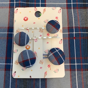 Plaid 82 Plaid 53/Dunbar Plaid/School Uniform Plaid Hair Bobby Pin/Double Button Hair Tie/3PC Set/Hair Accessories/Ponytail holder