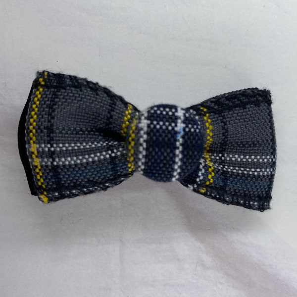 Bow Tie Hair Bow with Plaid Button on Alligator Clip/Back to School Uniform Plaid Fabric/Girl and Baby Hair Clip/Ponytail Holder/Plaid 42