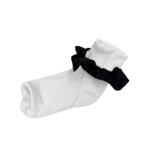 Plaid 79-Girls Plaid Trimmed Ruffled Ankle Socks--School Uniform Socks- Black Watch Plaid, Navy, Green,Black Plaid