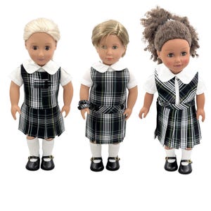 Plaid 61/18 inch Doll Outfit/Three Styles Jumper/ School Plaid Jumper include Blouse and Hair Accessory/Shoe Add On Option