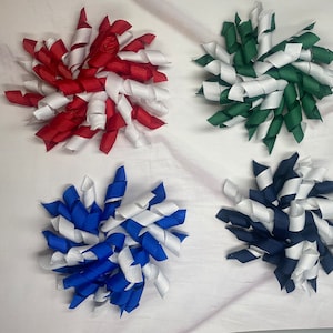 Korker Hair Bow/Alligator Clip/Curly Hair Bows/Back to School/Two colors Grosgrain Ribbon Girls Hair Bow/Cute Girls Hair Bows/Pigtail Bows