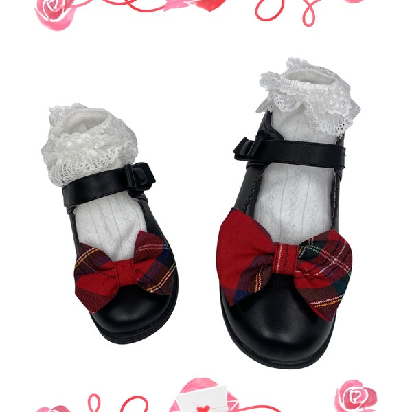 2 pcs Plaid Bow Shoe Clips-Removable Shoe Clips-Back to School-Wedding Party Shoe Accessories-Decorations Clips for Women Girls- Plaid 68 49