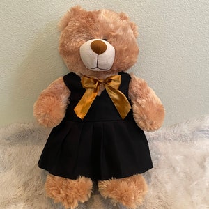18 inch Soft Plush Teddy Bear in Black Solid Fabric School Jumper/School Uniform