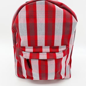 Sac à dos à carreaux pour uniforme scolaire/rentrée scolaire/sport, sac à dos de voyage/adultes et enfants/poche pour bouteille d'eau/rouge, blanc/carrelage à carreaux 259