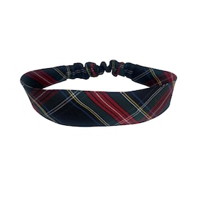 Plaid 63 - Soft Elastic Headband in School Uniform Plaid/ Back to School/Contoured Face/ Red,Green,Navy,White,Yellow Plaid