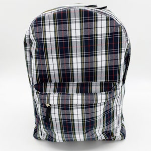 School Uniform Plaid Backpack/Back to School/Sport,Travel Backpack/Adults and Kids/Water Bottle Pocket/Black,White,Red,Yellow/Marymount P8B