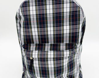 School Uniform Plaid Backpack/Back to School/Sport,Travel Backpack/Adults and Kids/Water Bottle Pocket/Black,White,Red,Yellow/Marymount P8B