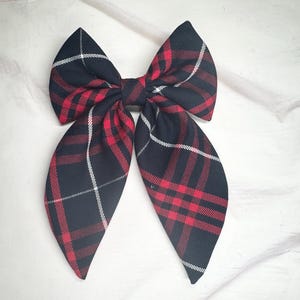 Plaid Sailor Bow/Back to School/School Uniform Plaid /First day of School/High Quality French Barrette/Uniform Plaid Hair Bows /Plaid 36