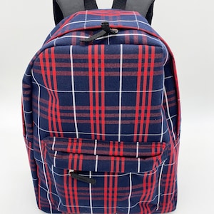 School Uniform Plaid Backpack/Back to School/Sport,Travel Backpack/Water Bottle Pocket/Adults and Kids/Navy,Red,White/Hamilton Plaid 36 37