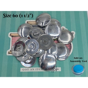 Size 60 ( 1&1/2 inch-38mm) Blank Cover Buttons -Wire Back-Fabric Covered Buttons for DIY Crafts-Add on Option Assembly Tool