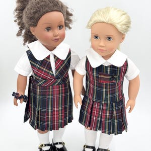 Plaid 56/18 inch Doll Outfit /Two Styles Jumper/School Jumper include Blouse and Hair Accessory/Shoe Add On Option