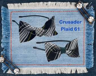 Small Plaid Bow on Headband in School Uniform Plaid/Option to Add Plaid button /Plaid Hair Accessories/One size Fit All/Back to School