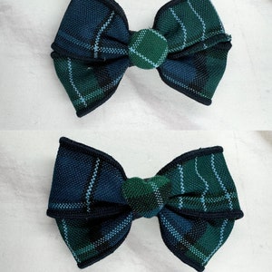 Plaid 96-Back to School Uniform Plaid Hair Bow-Plaid Button on Barrette Clip-School Uniform Hair Bows-Plaid Accessories-Small Bows