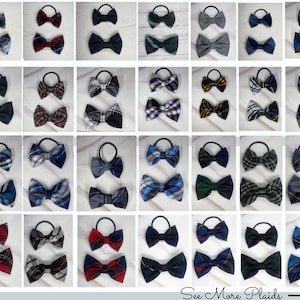 Back to School Hair Bow Tie/School Uniform Plaid Small Bow in Elastic Tie/Medium Bow on French Barrette/Girls/School Plaid Accessories