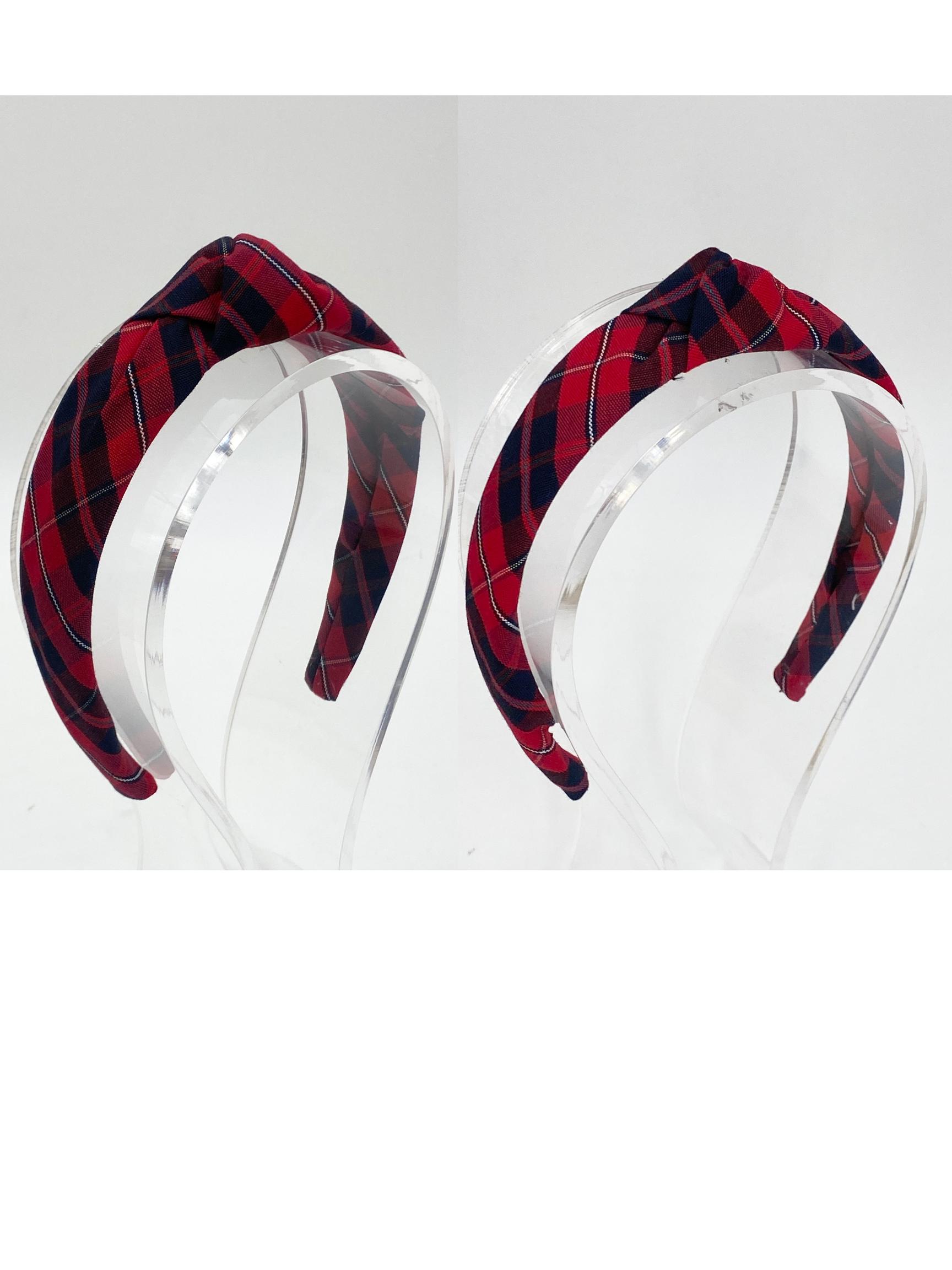 1.25" or 1"Knotted Headband in School Uniform Plaid-Padded headband-Knot at Top-Uniform Headband- Girls Headband-Plaid 65