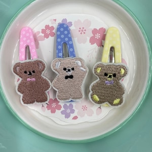 Cute Bear Hair Clip,Toddler,Girls Hair Clip,Baby Girl hair Clip,Pastel Snap Hair Clip,Girls hair bow,Gift for Girls,One Cute Bear Clip,Gift