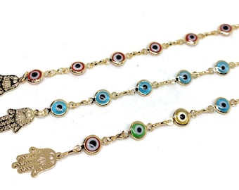 Anklet, Ankle Bracelet, Evil Eye Anklet, Amulet Anklet, Hamsa Anklet, Gold Anklet, Gold Fill Anklet, Hamsa Gold Anklet, Gold Evil Eye Anklet