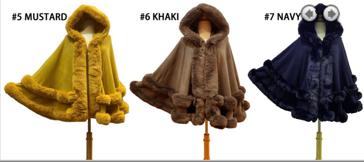 Poncho, Women's Poncho, Faux Fur Poncho, Winter Coat, Fur
