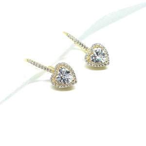 Sterling silver earrings, 14 K gold earrings, heart earrings, solitaire earrings, lever back earrings. gifts for her, easter Gift, mom gift