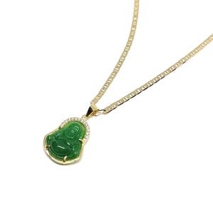 Buddha Necklace, Jade Necklace, Gold Fill Necklace, 18K Gold Necklace, Mariner Chain, Buddha Pendant, Jade buddha, clear buddha, purple