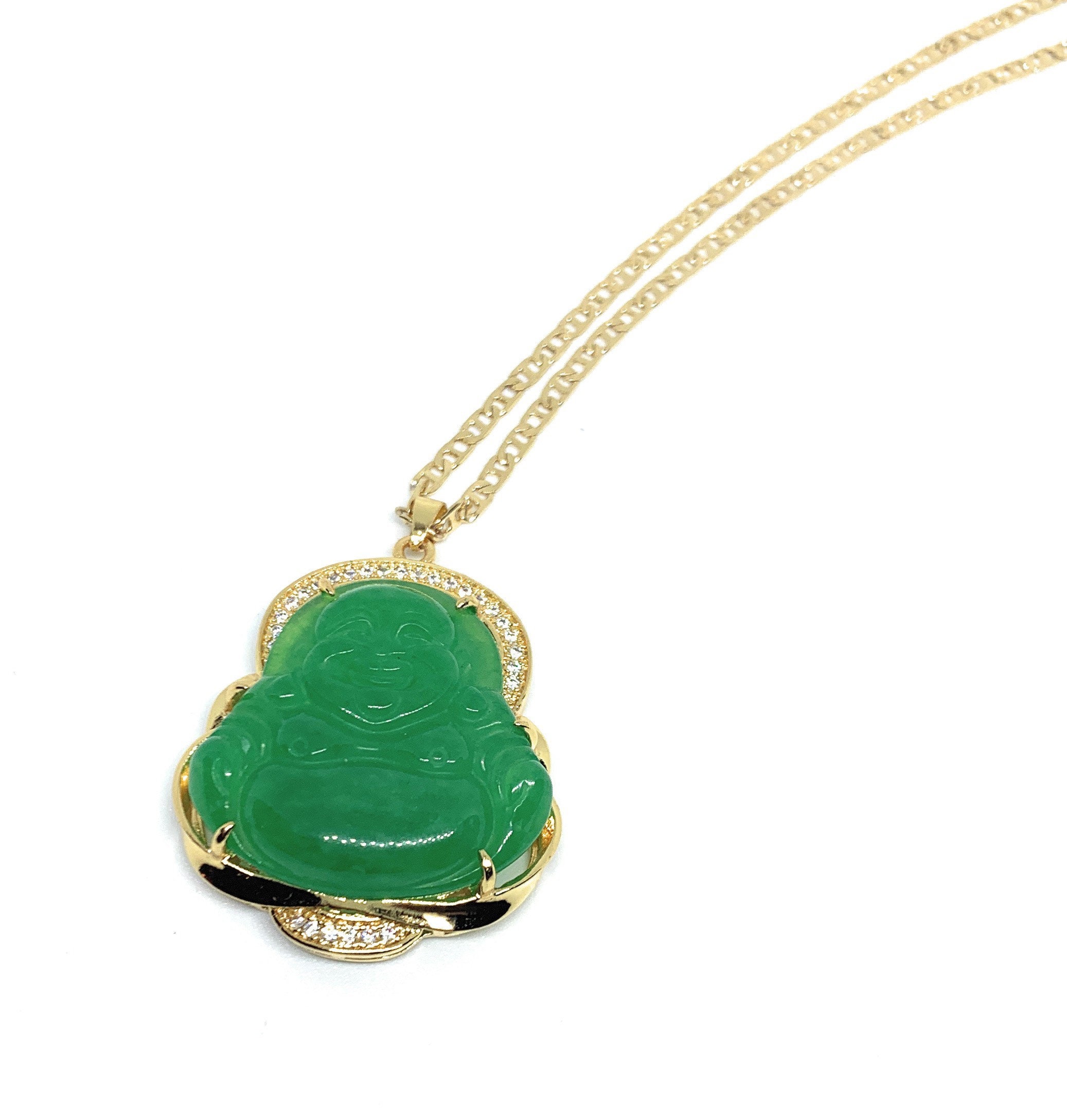 Gold Filled Guan Yin Light Green Jade Buddha Necklace | The Essential  Jewels | Wolf & Badger