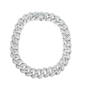 Iced Out Cuban Link Bracelet: Stainless Steel Cubic Zirconia Glam Bracelet