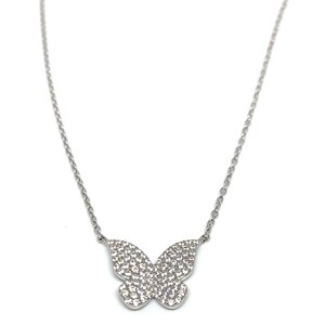 Sterling Silber Schmetterling Halskette: Zierliche Zirkonia Anhänger