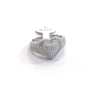 Heart ring, Pave heart ring, diamond heart, Sterling silver heart ring, love ring, Bling heart, gift for her, birthday gift, Moms gift