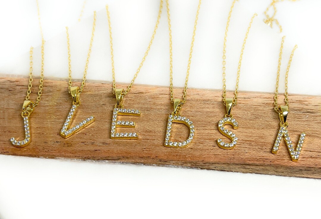 Initial Necklace, Letter Necklace, Name Chain, Gold Initials Necklace