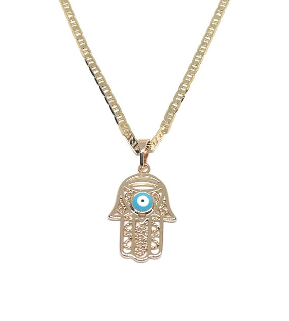 Hamsa & Evil Eye Necklace - Gold | Evil eye pendant, Evil eye necklace  silver, Evil eye necklace gold
