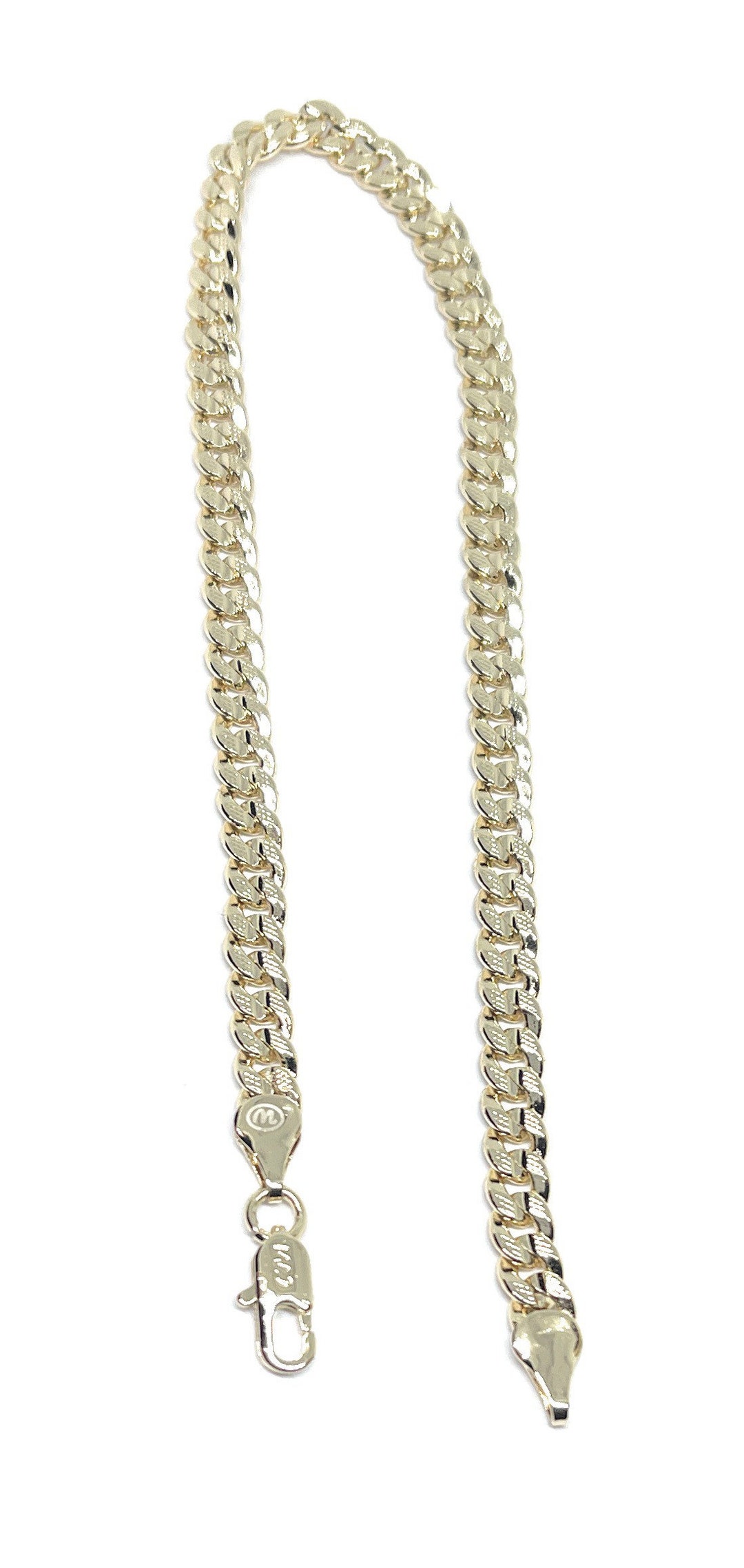 Gold Fill Cuban Anklet - Shiny Etched Chain, 10 Inch - Etsy