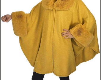 fur lined cape coat