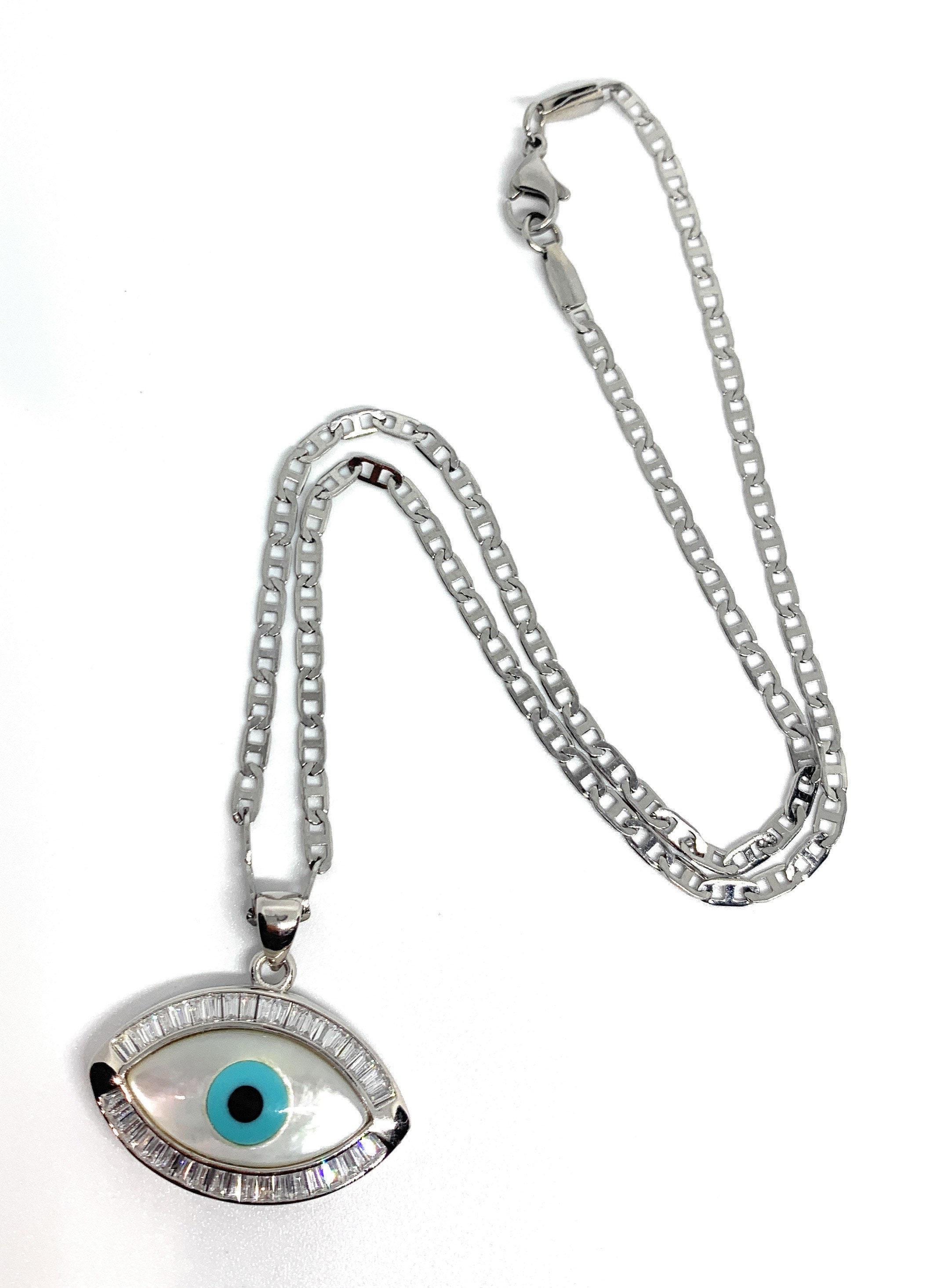 Evil Eye Necklace Gold Eye Silver Eye Pearl Eye Sterling Etsy