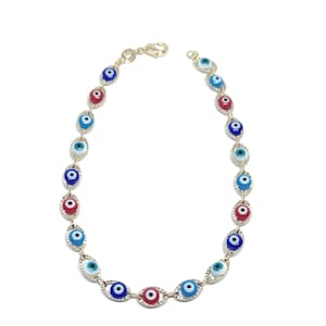 Anklet, Ankle Bracelet, Evil eye anklet, amulet anklet, multi color anklet, colorful anklet,9” anklet, 10” anklet, easter gift, Moms Gift