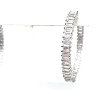 Hoop earrings, silver hoop, gold hoop, inside out hoop, crystal earrings, hoop 1.5” , baguette hoop, cubic zirconia hoop, summer hoop