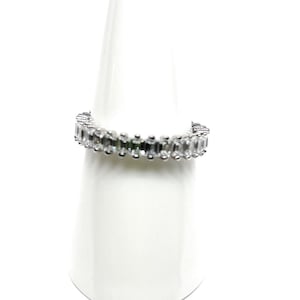 Sterling Silver Baguette CZ Eternity Ring: Stackable Band