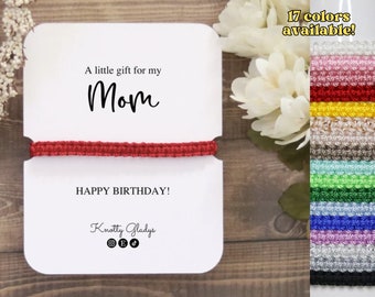 MOM Happy Birthday! Greeting Card with Bracelet |  A little gift to say Red String Rope Minimal Jewelry Accessory Presents for Him Her