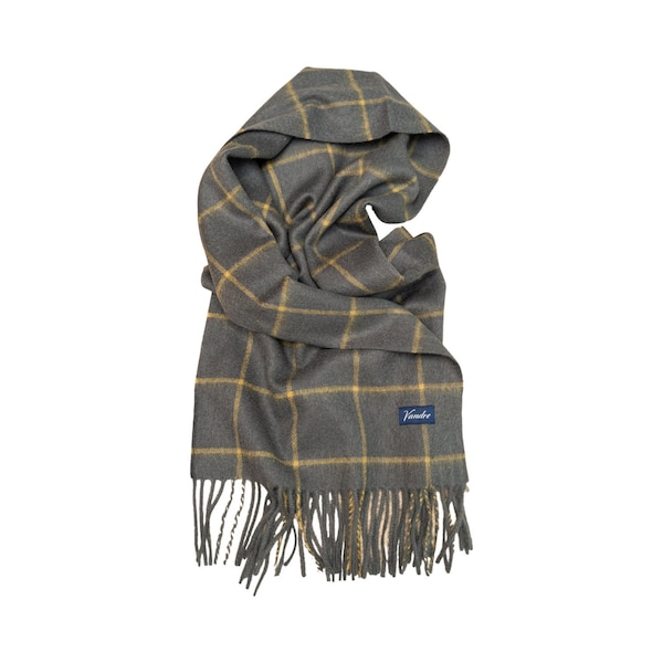 100% Wool Scarf Gray Check. Unbeatable Quality, Durability and Price.