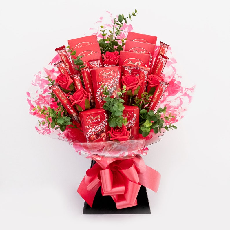 Lindt Lindor Rose Red Chocolate Bouquet Mothers Day Etsy