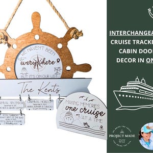 Custom Cruise Ship Cabin Door Decoration Helm | Cruise History Tracker | Cruise Tracker Sign | Interchangeable Sign