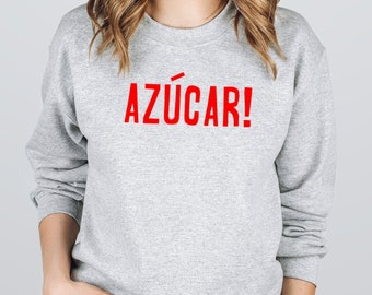 Azucar Unisex Fleece Crewneck Sweatshirt for Kids or Adults, Sugar Cuba Theme Short Sleeve Cut-Off Sweatshirt, Designed & Shipped in the USA